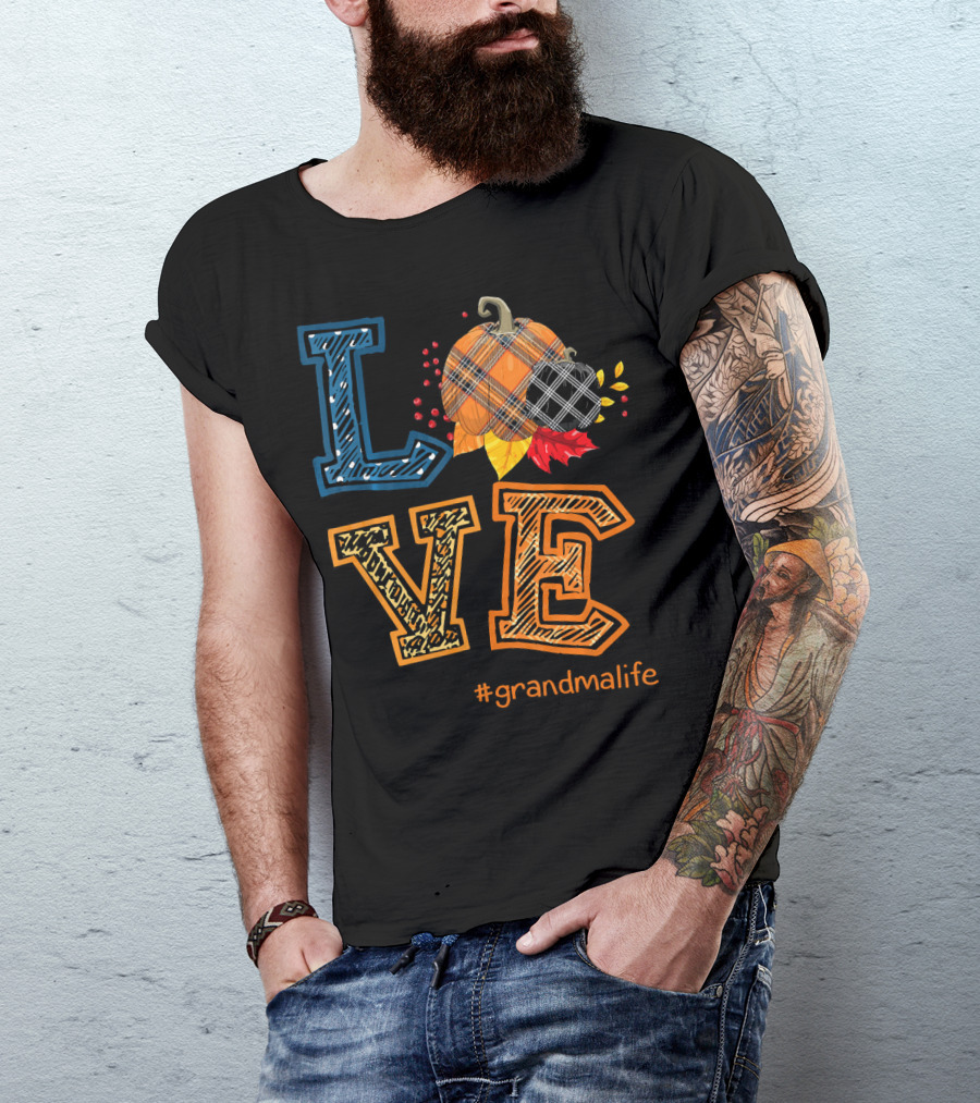 LOVE Plaid Pumpkin #grandmalife T-Shirt