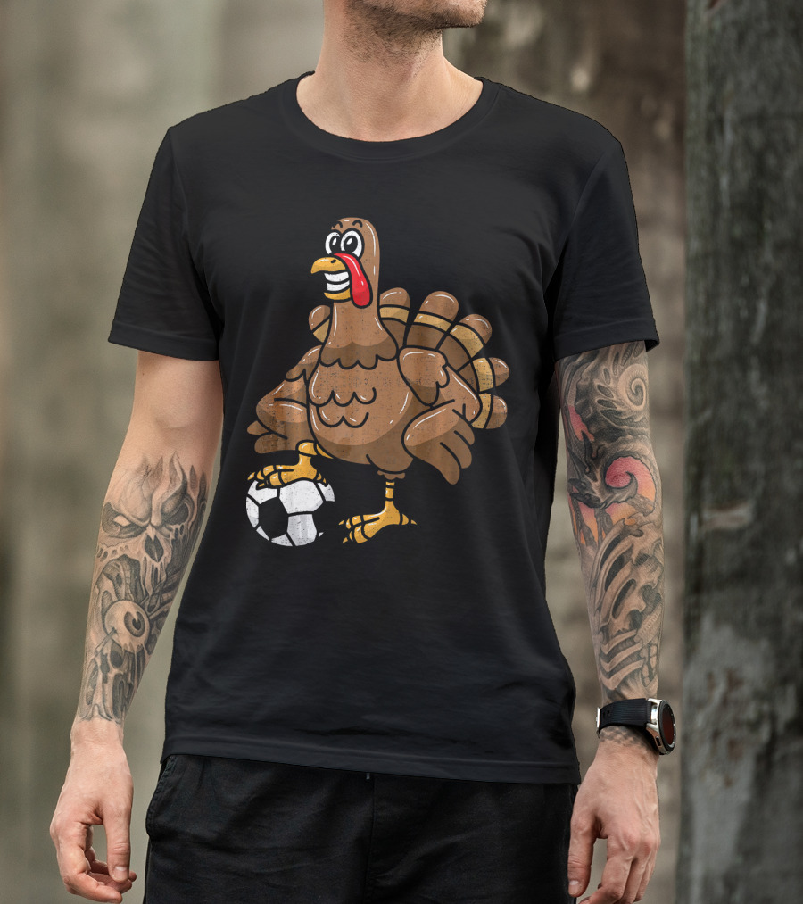 Thanksgiving Turkey Soccer Football Player T-Shirt