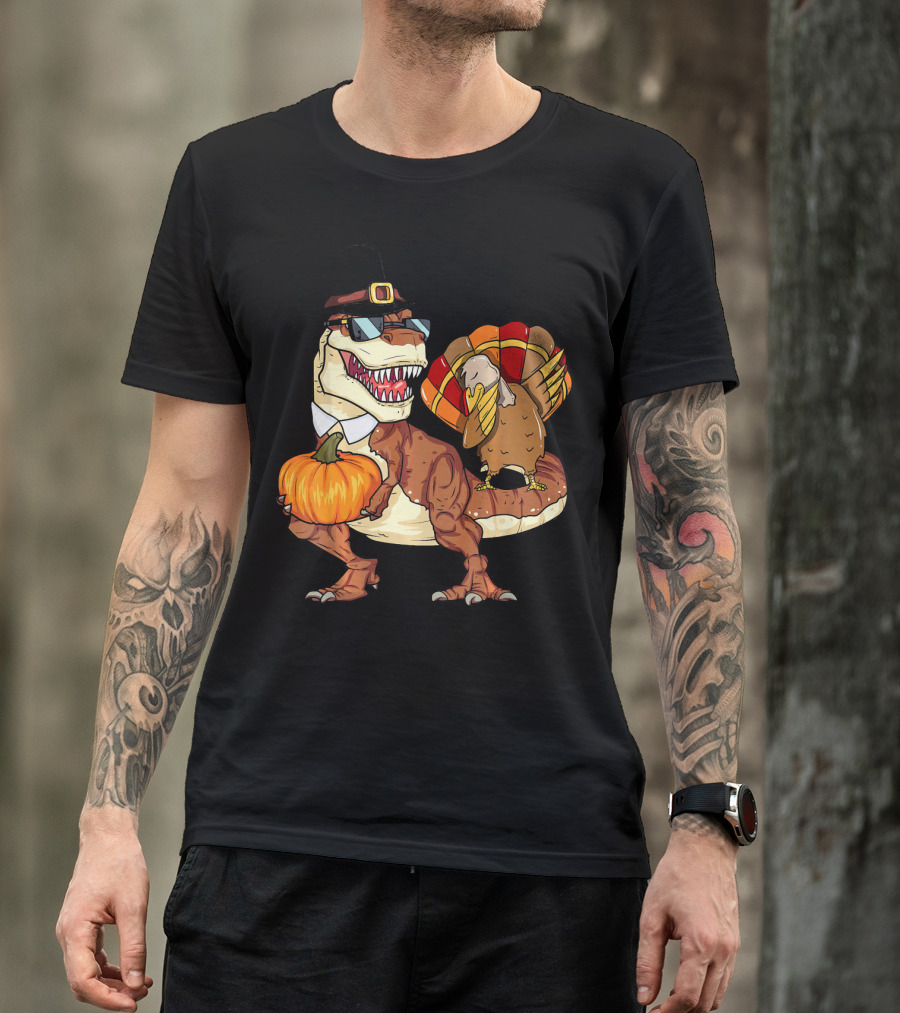 Thanksgiving Rex Dinosaur Dab Pumpkin Turkey T-Shirt