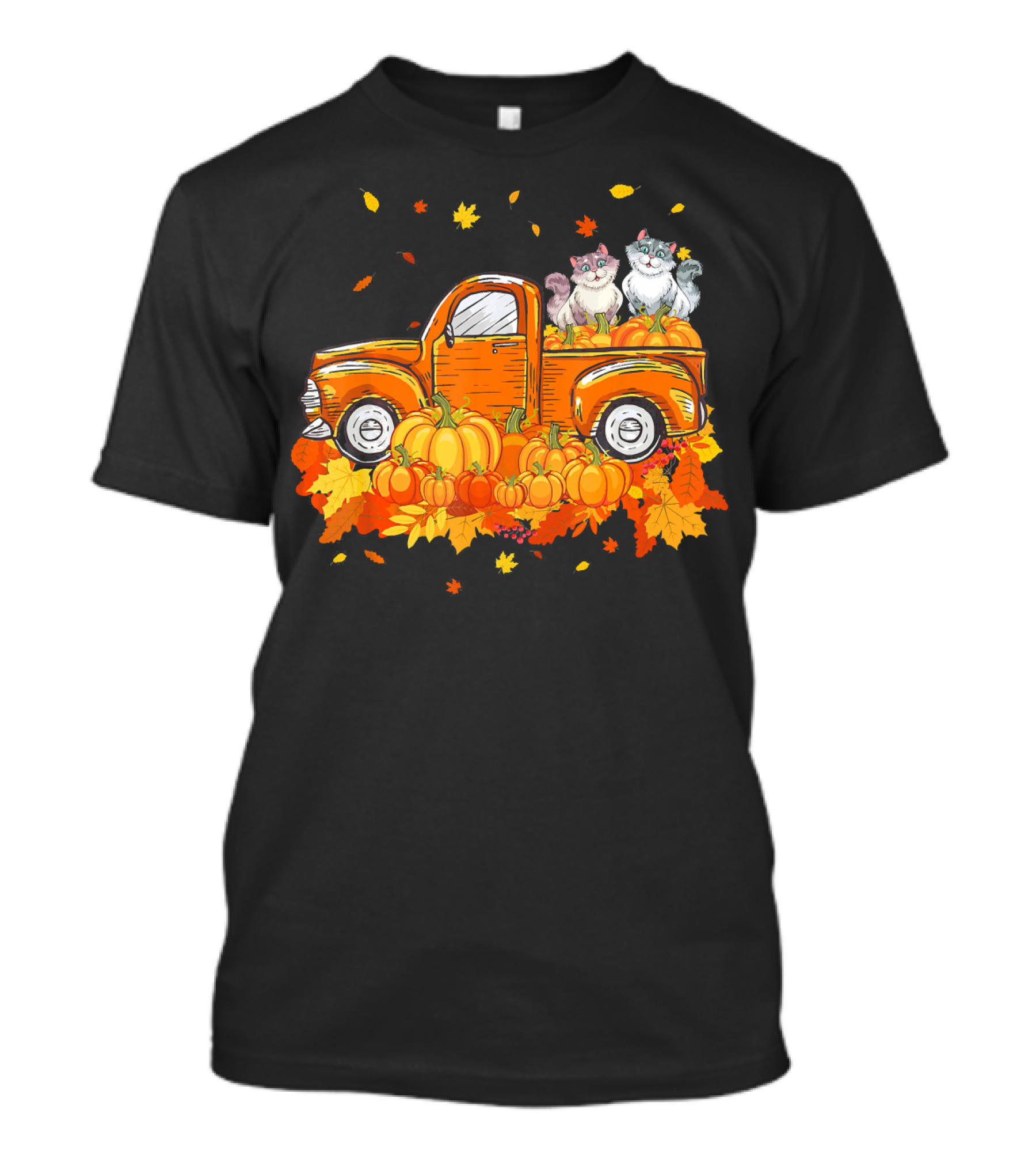 Cat Pumpkin Autumn Truck With Cats And Pumpkins T-Shirt