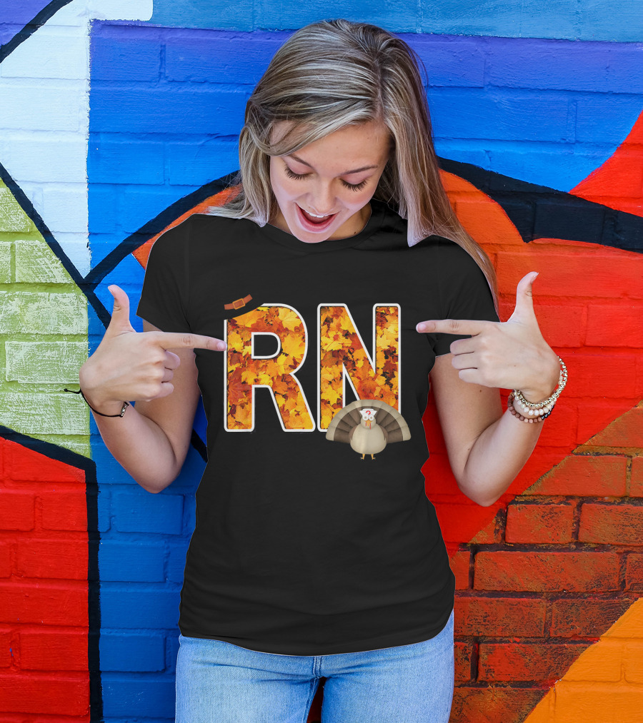RN Thanksgiving Autumn Leaves Turkey T-Shirt