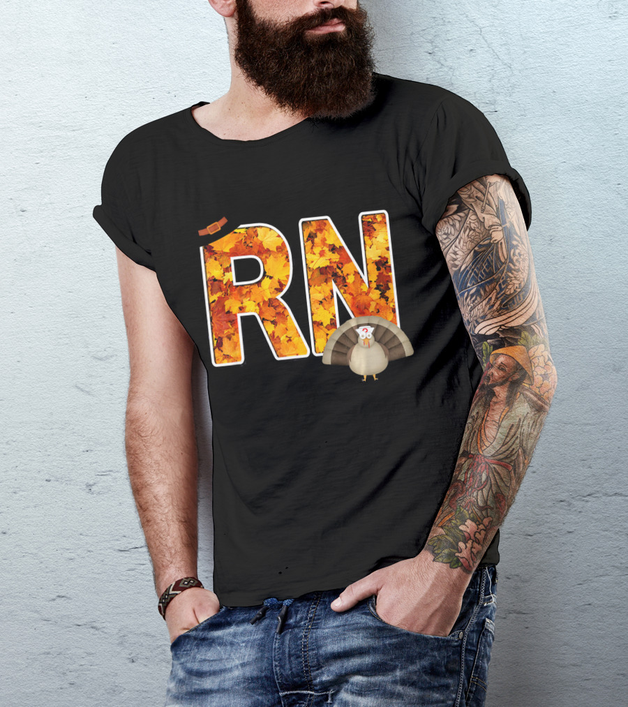 RN Thanksgiving Autumn Leaves Turkey T-Shirt