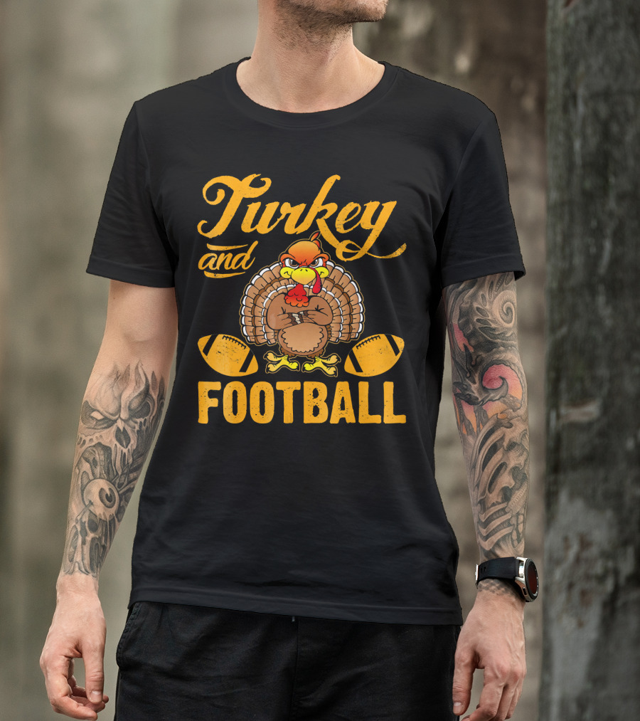 Turkey And Football Thanksgiving Humor T-Shirt