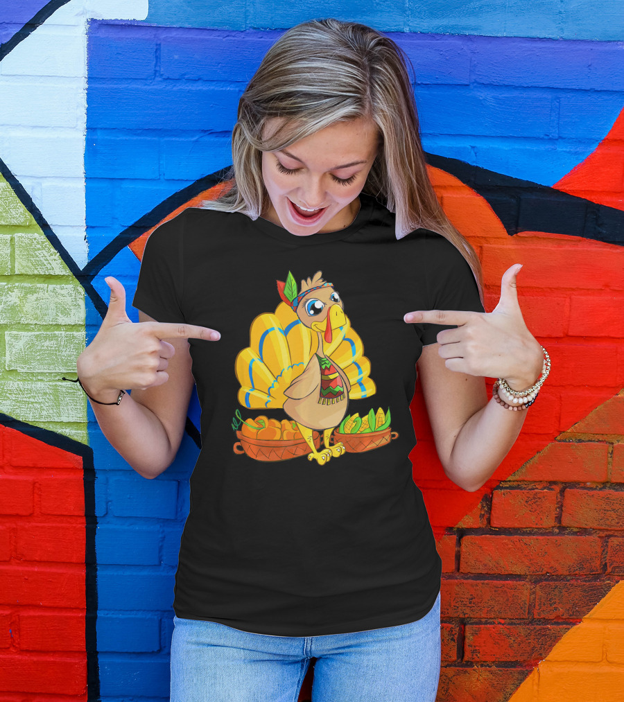 Thanksgiving Turkey Cartoon Harvest Cornucopia T-Shirt