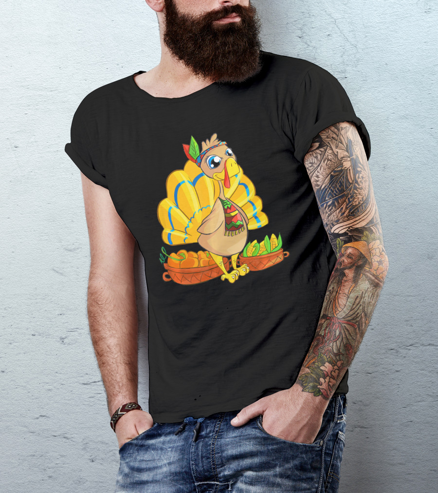 Thanksgiving Turkey Cartoon Harvest Cornucopia T-Shirt