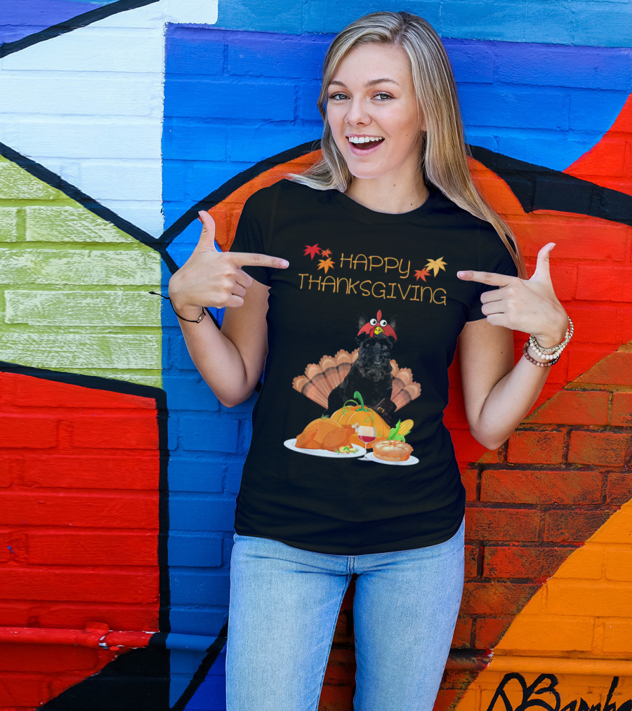 Happy Thanksgiving Day Scottish Terrier Turkey Feast T-Shirt