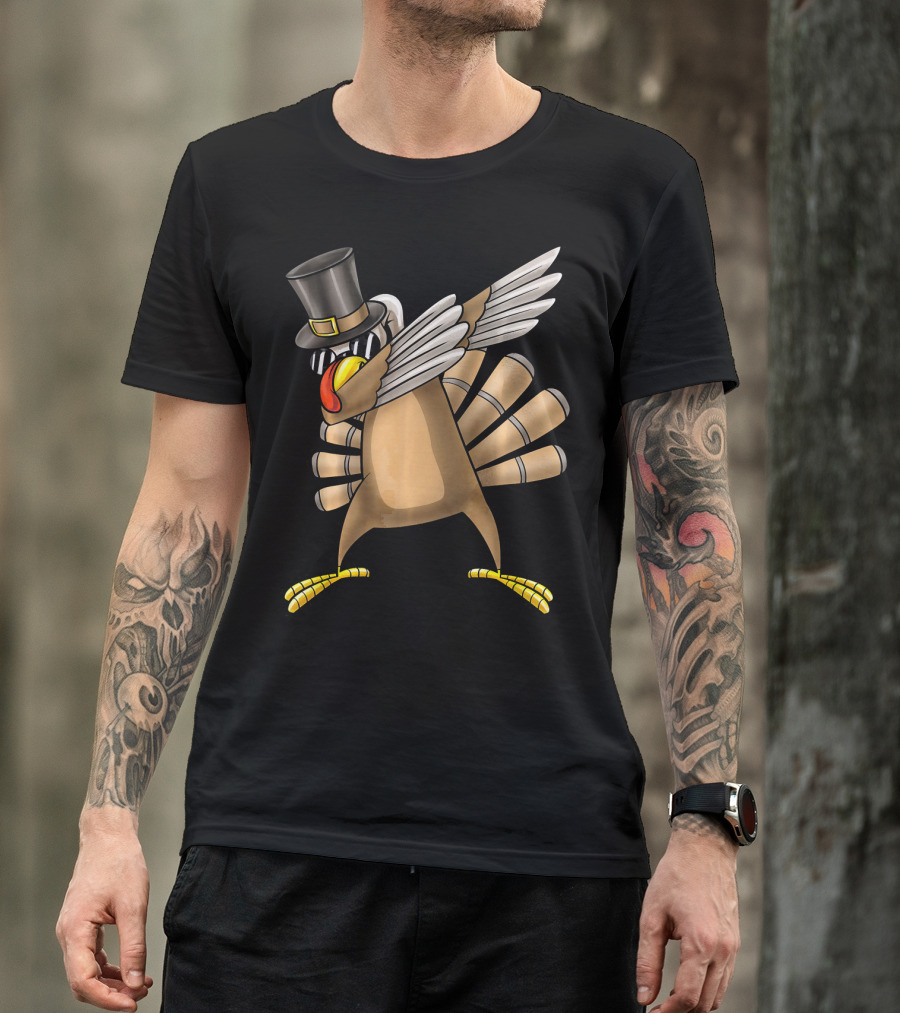 Top Hat Dabbing Turkey Thanksgiving T-Shirt