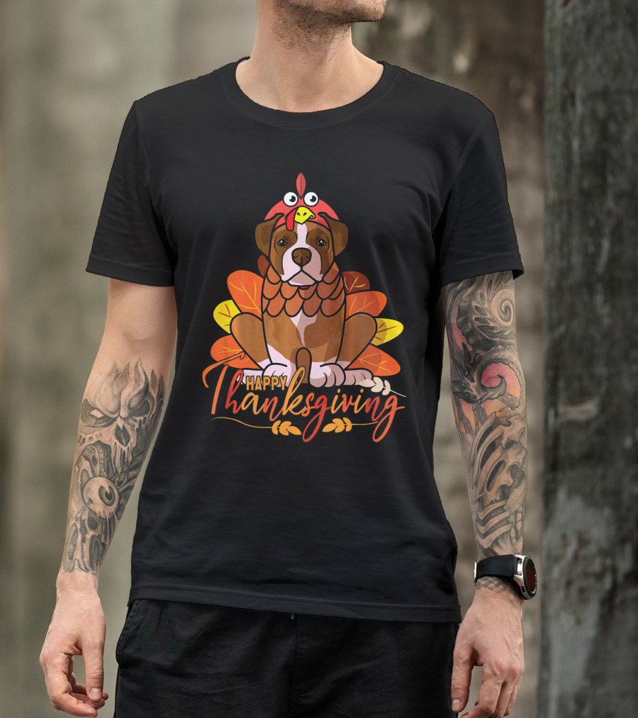 Happy Thanksgiving Boxer Dog Turkey Costume T-Shirt