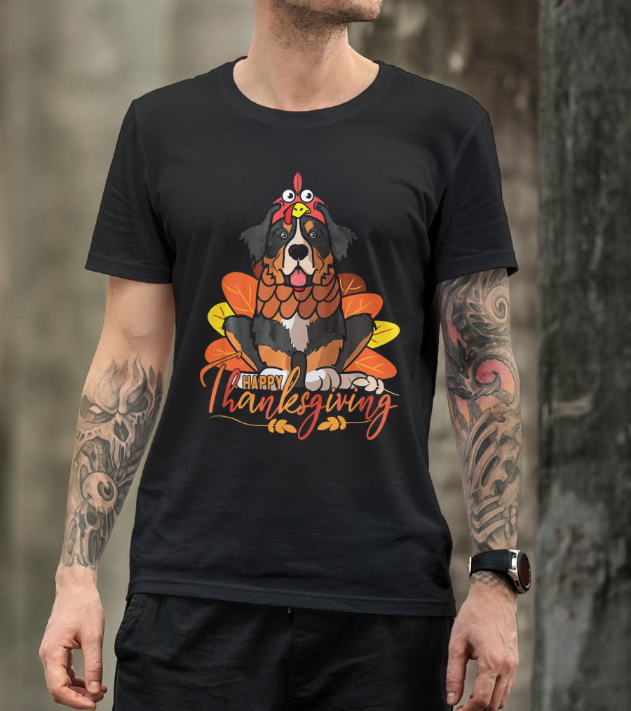Happy Thanksgiving Funny Bernese Mountain Dog T-Shirt