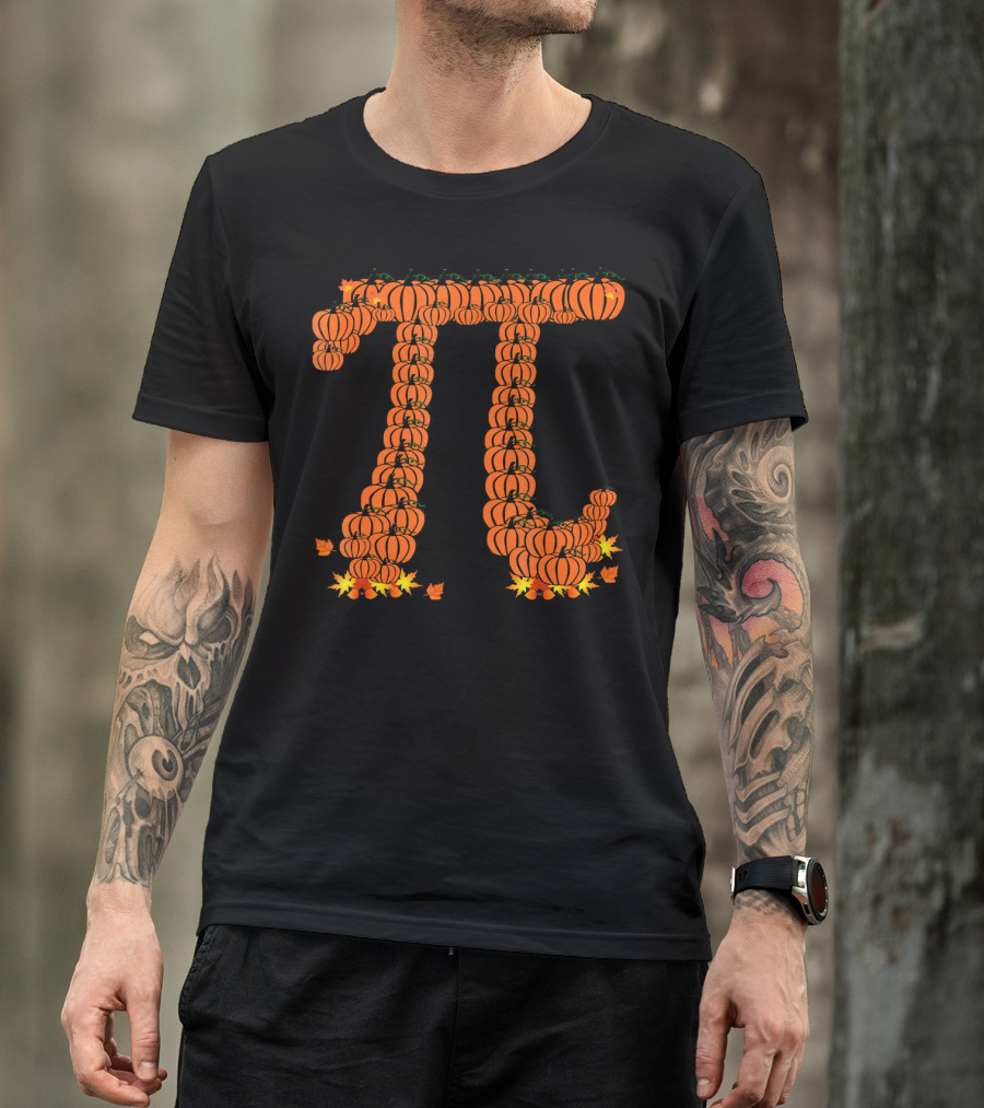 Pumpkin Pi Autumn Pattern With Leaves T-Shirt