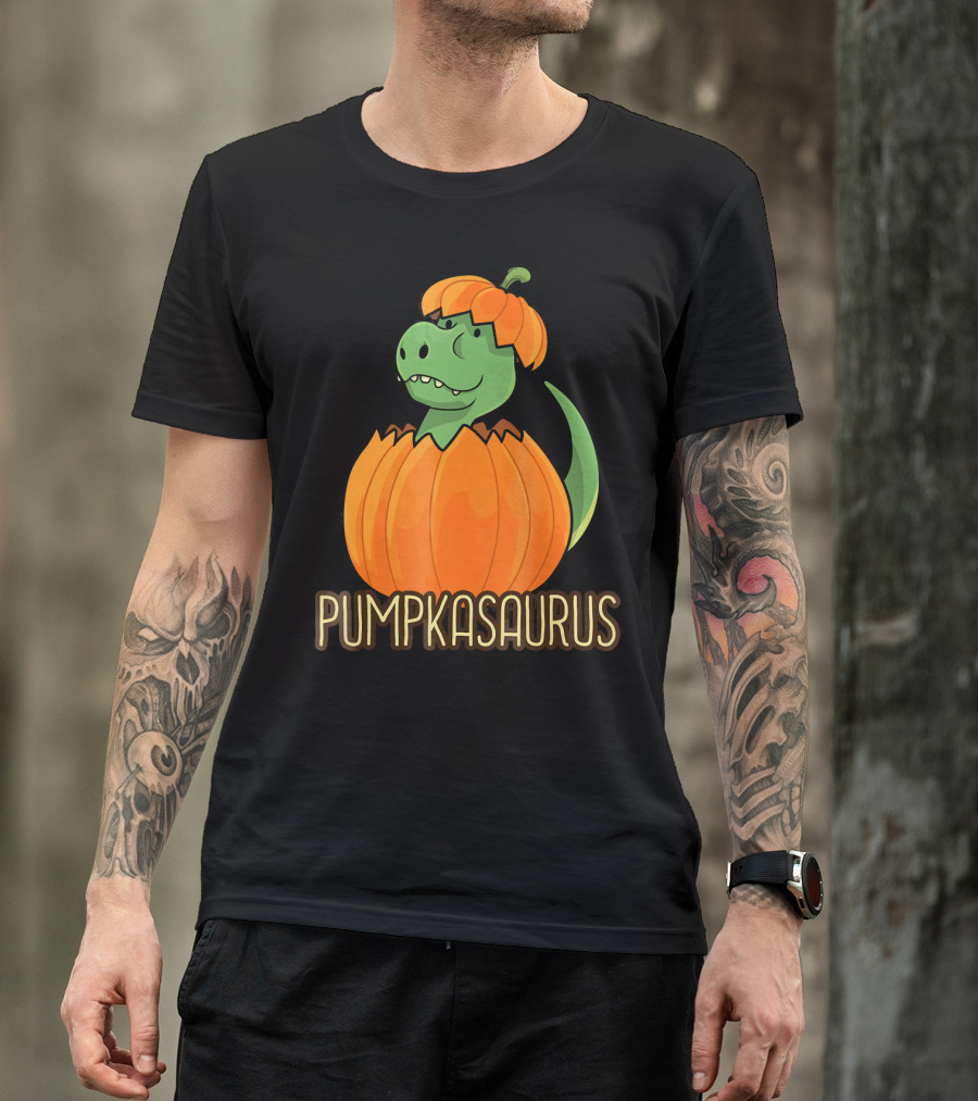 Pumpkasaurus Halloween Thanksgiving Dinosaur In Pumpkin T-Shirt