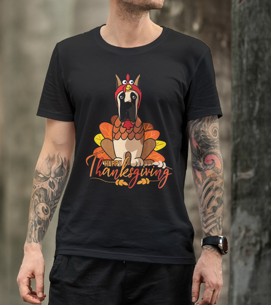Happy Thanksgiving Funny Great Dane Turkey Costume T-Shirt
