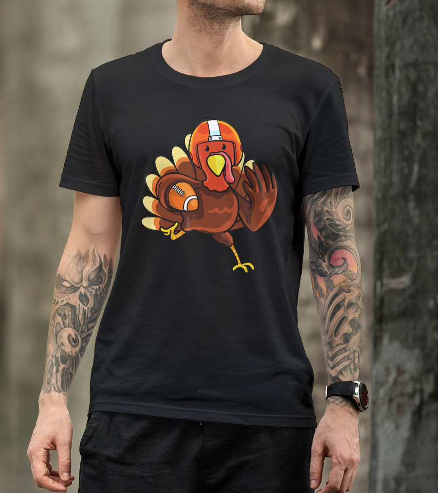 Thanksgiving Turkey In Football Gear Cute Football T-Shirt