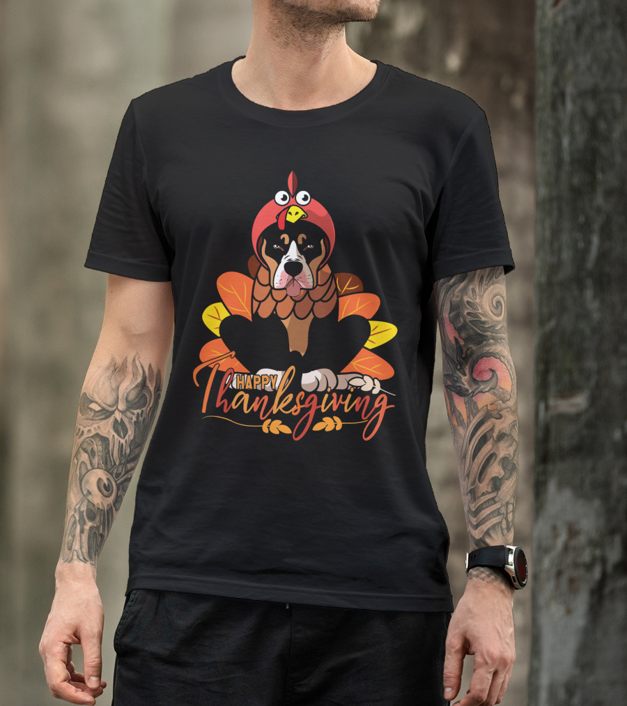 Happy Thanksgiving Funny Pitbull Dog Mom Turkey T-Shirt
