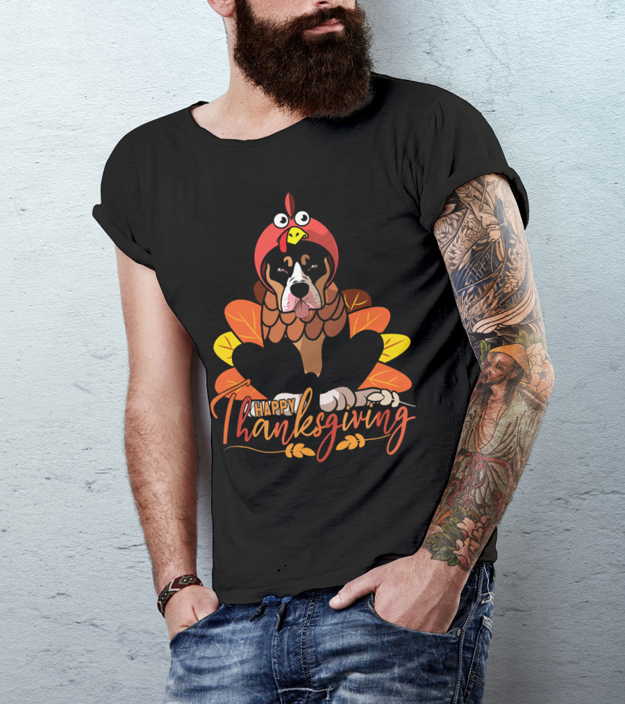 Happy Thanksgiving Funny Pitbull Dog Mom Turkey T-Shirt