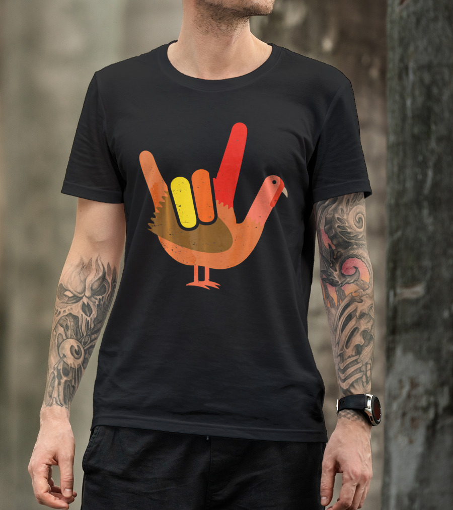 Thanksgiving Turkey American Sign Language Humor T-Shirt