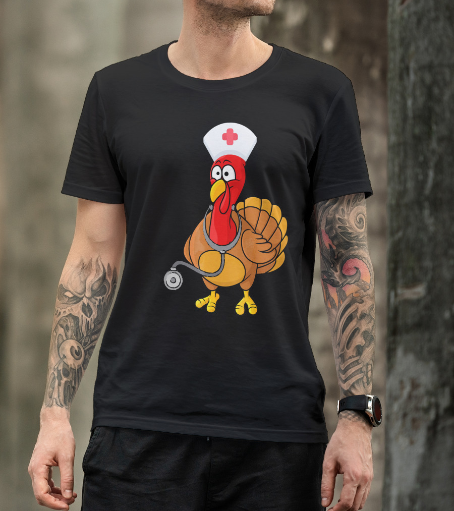 Funny Nurse Turkey For Nurses Thanksgiving T-Shirt