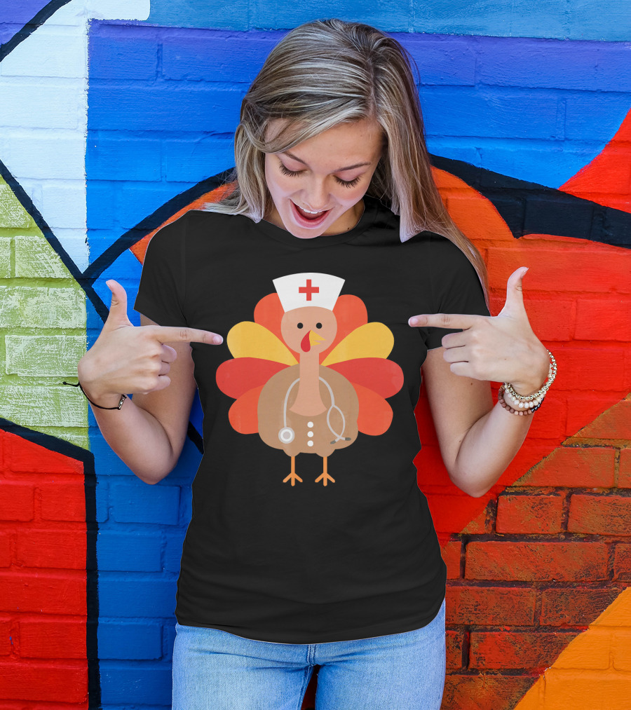 Thanksgiving Nurse Turkey With Stethoscope Cool T-Shirt