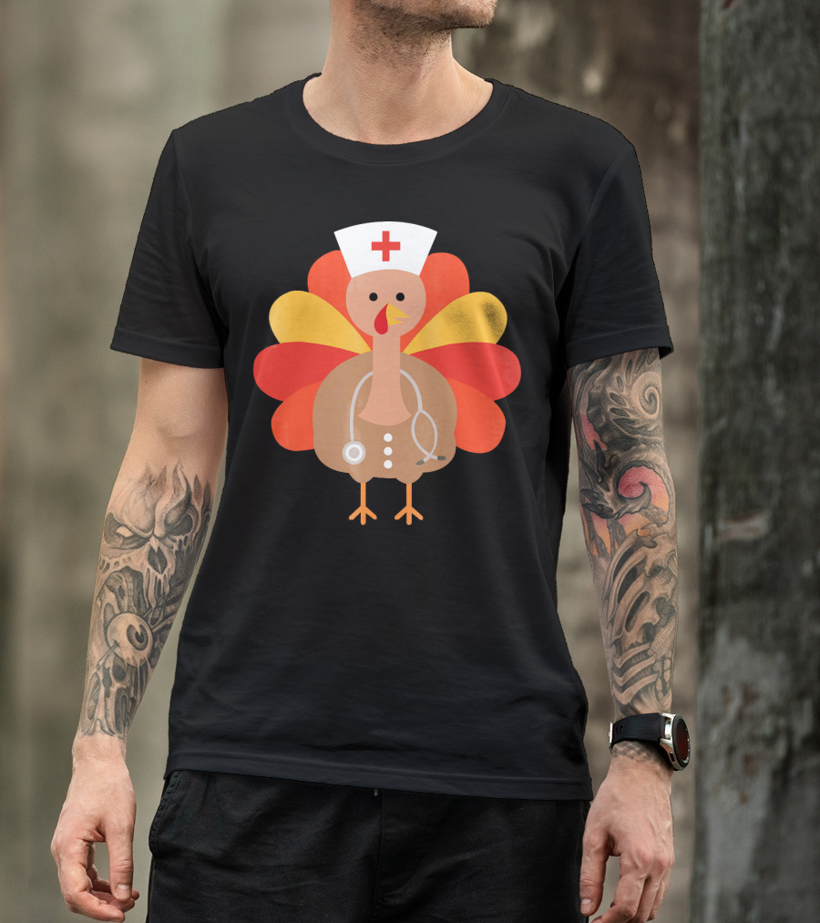Thanksgiving Nurse Turkey With Stethoscope Cool T-Shirt