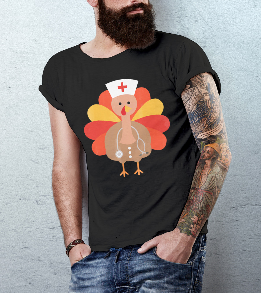 Thanksgiving Nurse Turkey With Stethoscope Cool T-Shirt