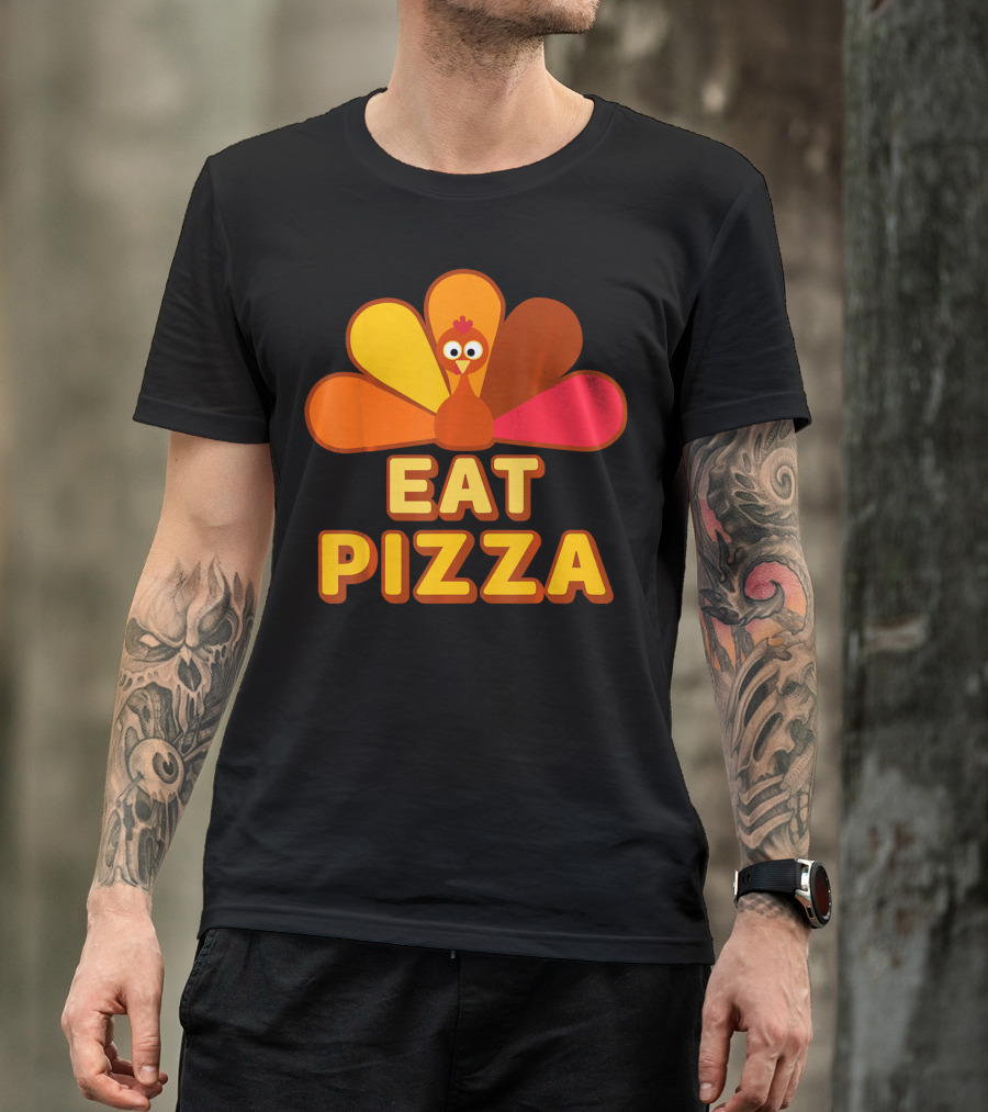Funny Turkey Eat Pizza Thanksgiving Humor T-Shirt