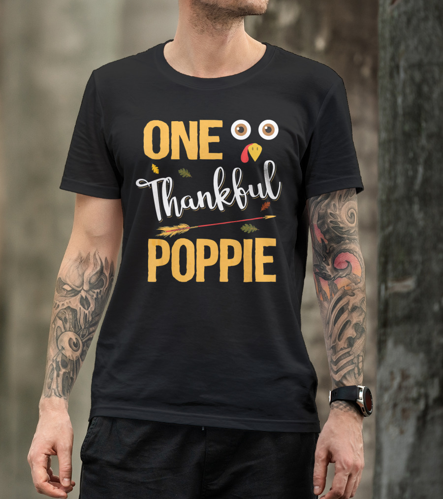 One Thankful Poppie Turkey Face Thanksgiving Elements T-Shirt