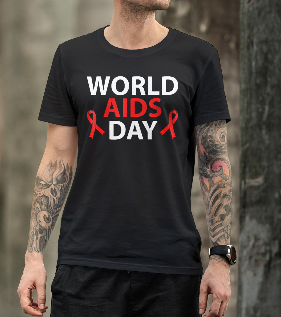 World Aids Day December 1 Red Ribbon Awareness T-Shirt