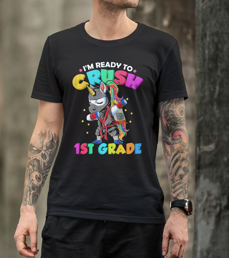 I'm Ready To Crush 1st Grade Dabbing Ninja Unicorn T-Shirt