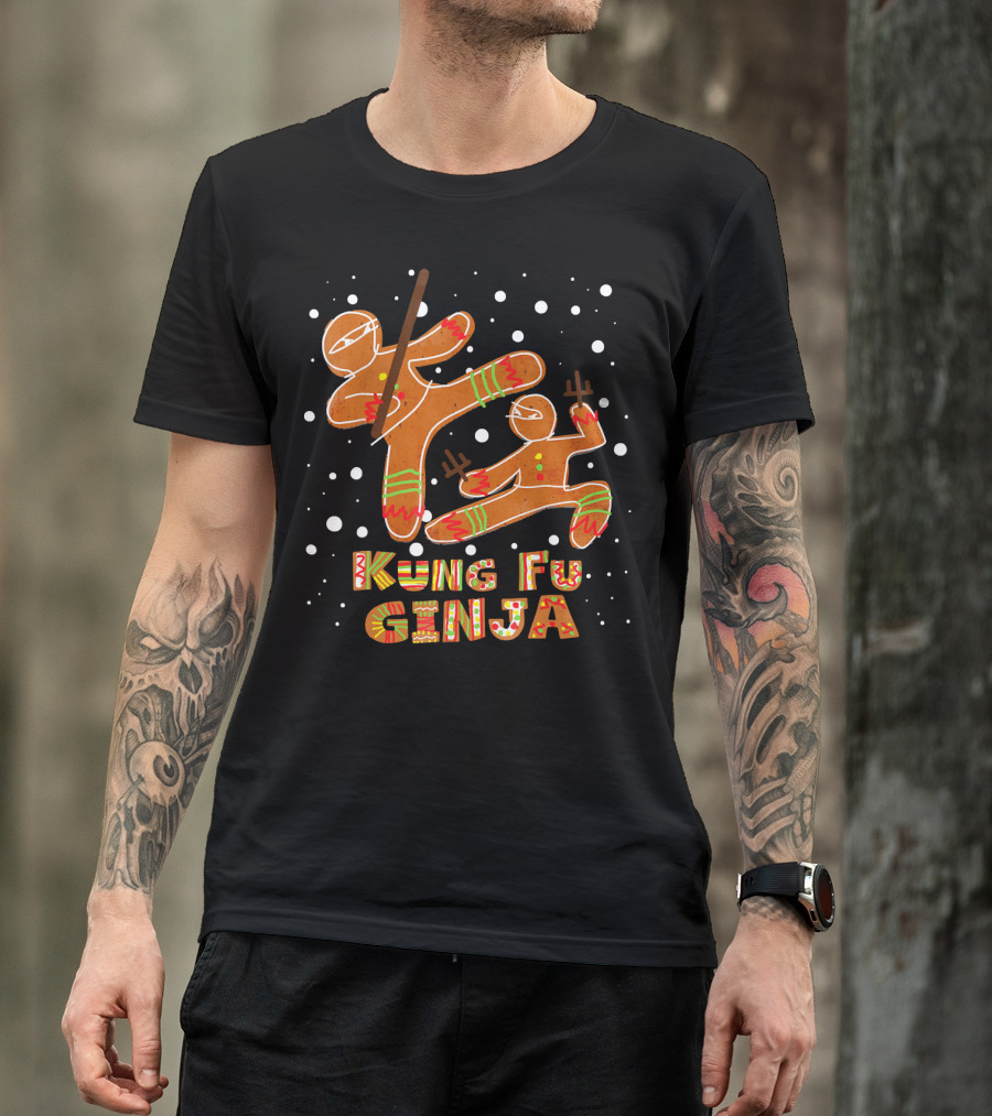 Kung Fu Ginja Gingerbread Ninja Holiday Fight T-Shirt
