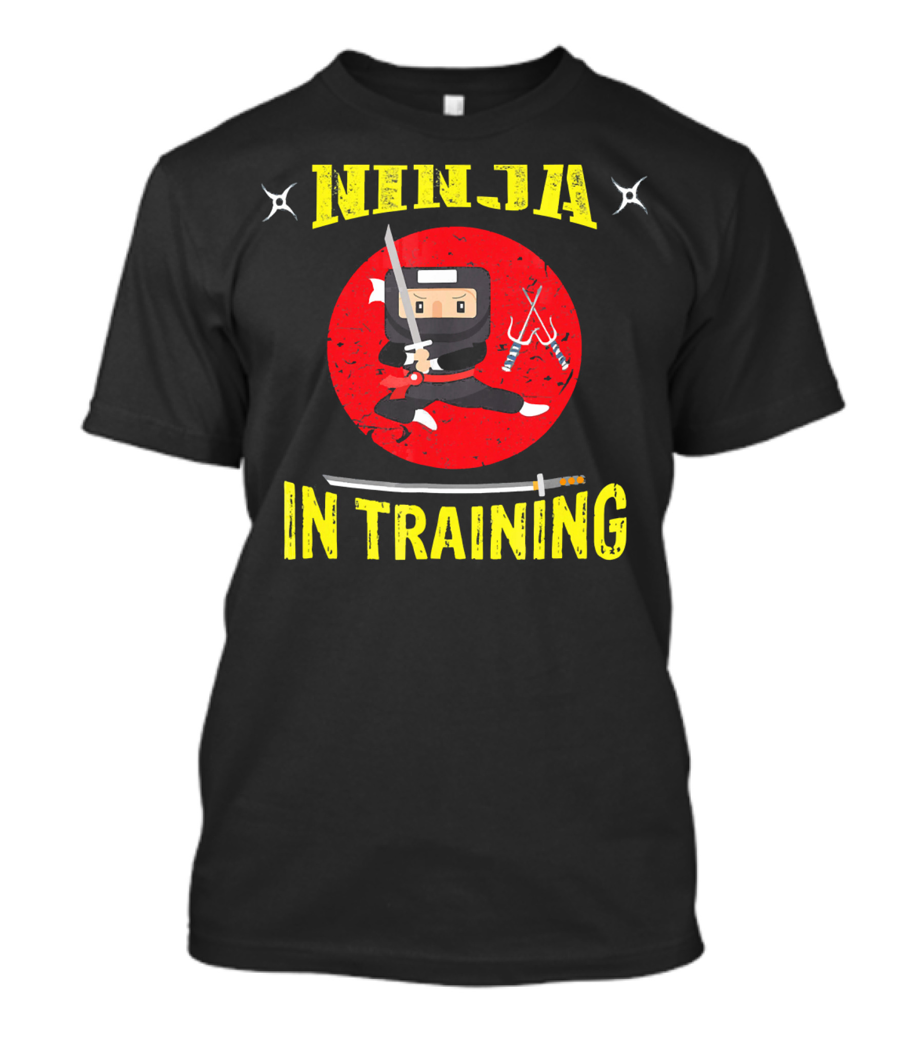 Ninja In Training Samurai Sword Martial Arts Red Circle Shuriken T-Shirt