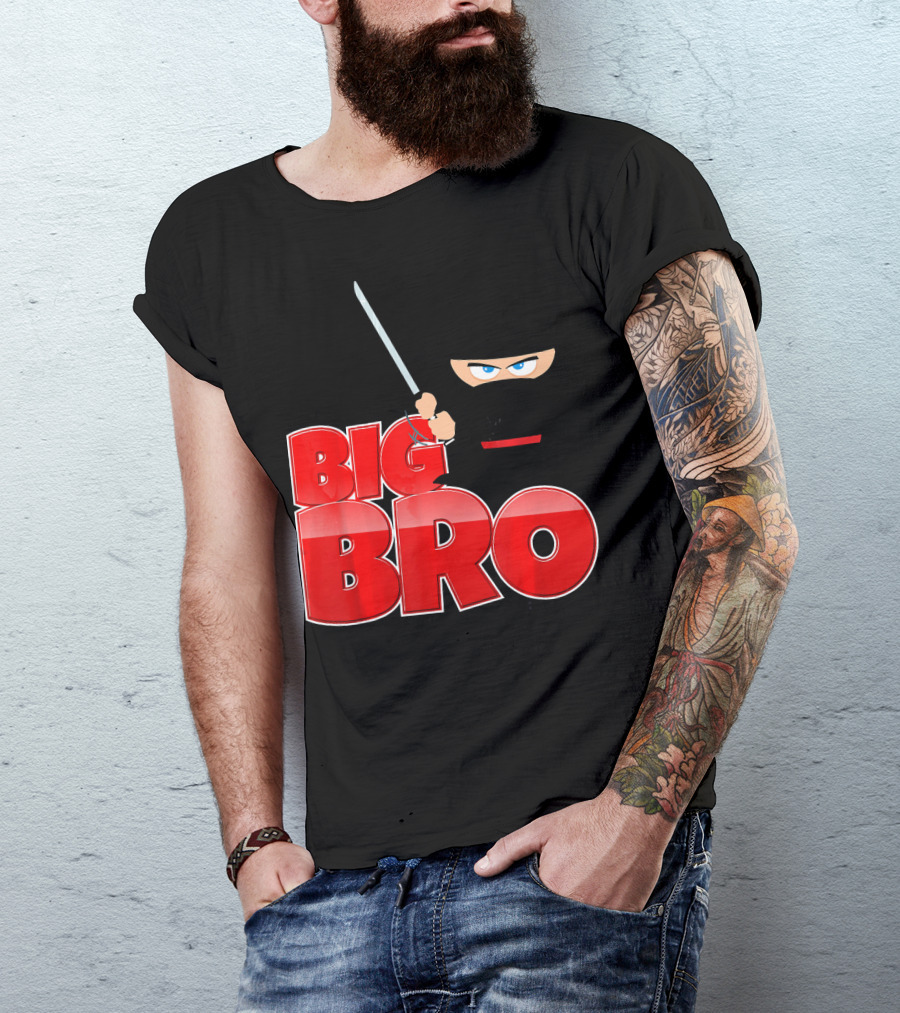 Big Bro Ninja Big Brother With Sword And Mask T-Shirt