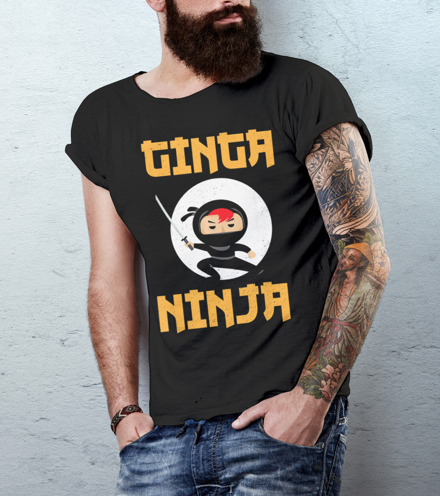 Ginger Pride Ginga Ninja Funny Redhead With Sword Character T-Shirt