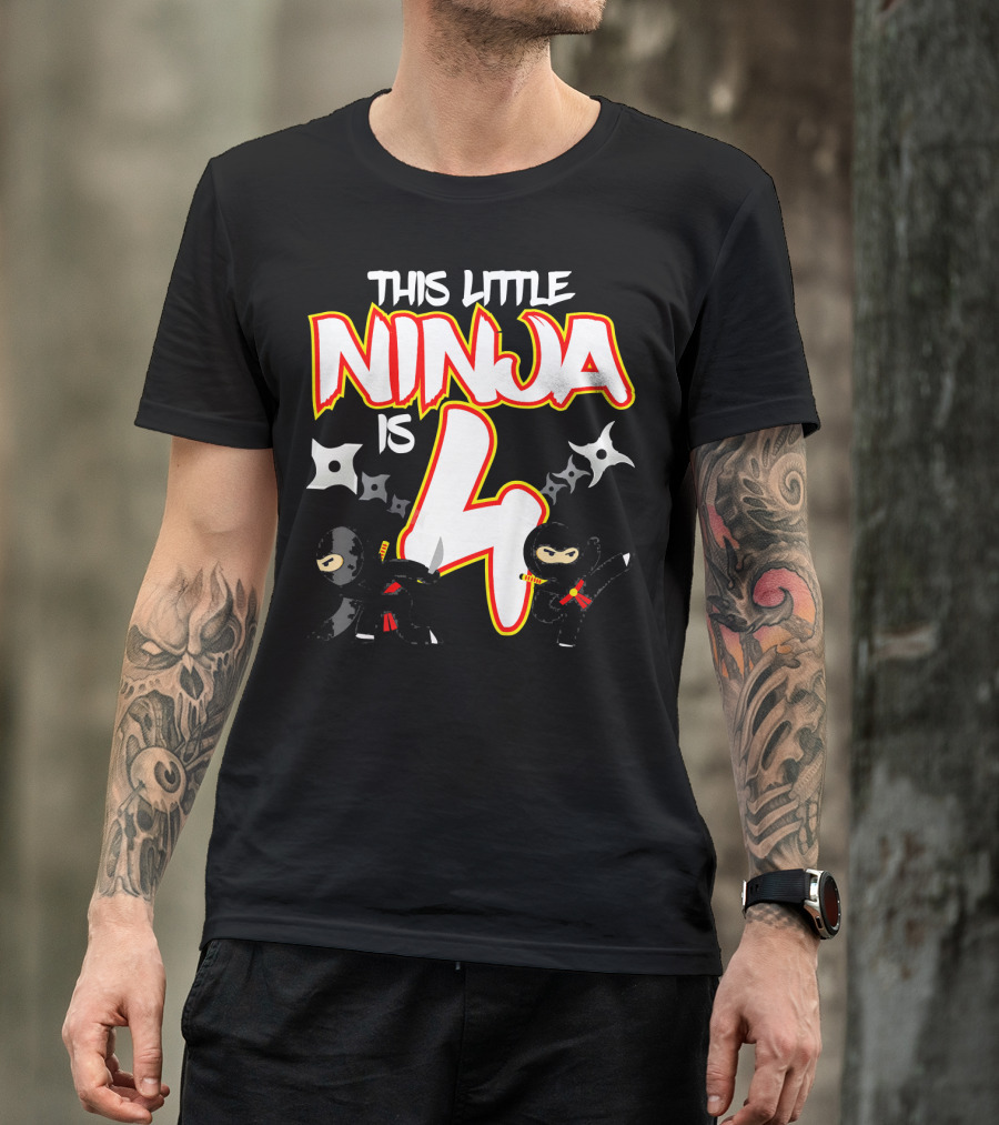 This Little Ninja Is 4 Year Old Birthday Party T-Shirt