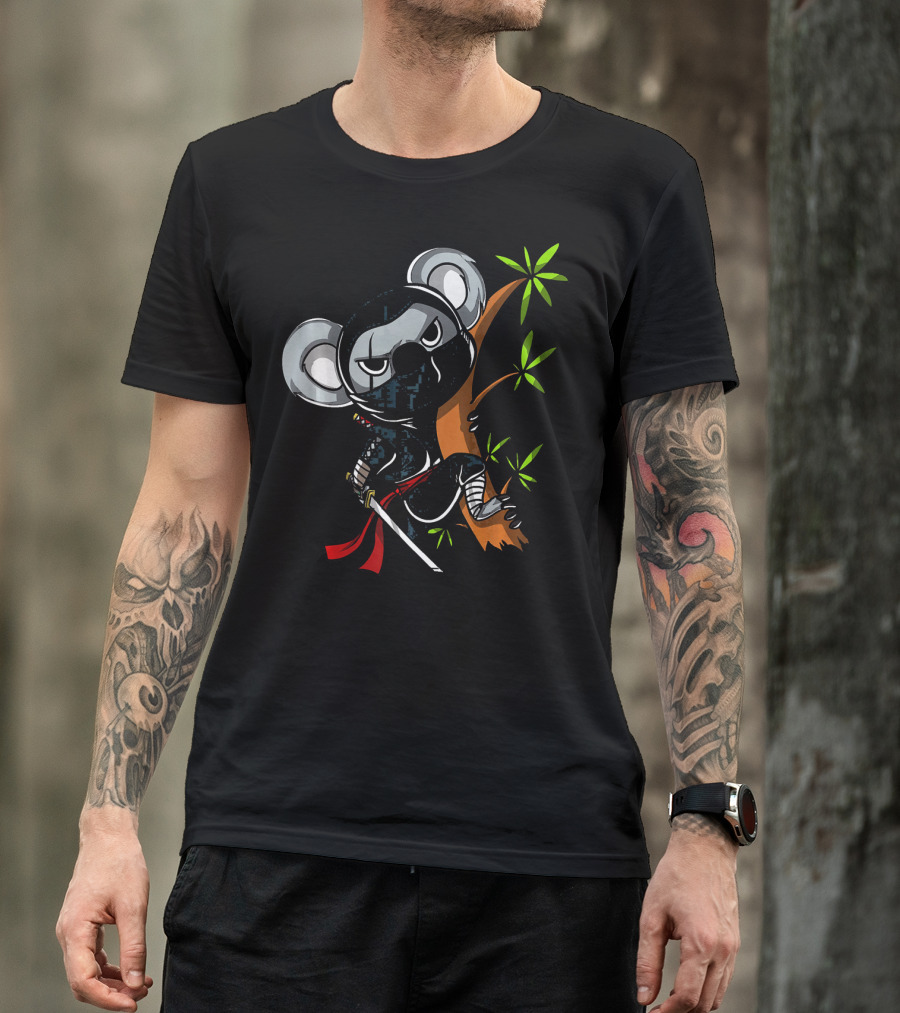 Koala Bear Ninja Samurai With Sword In Tree T-Shirt