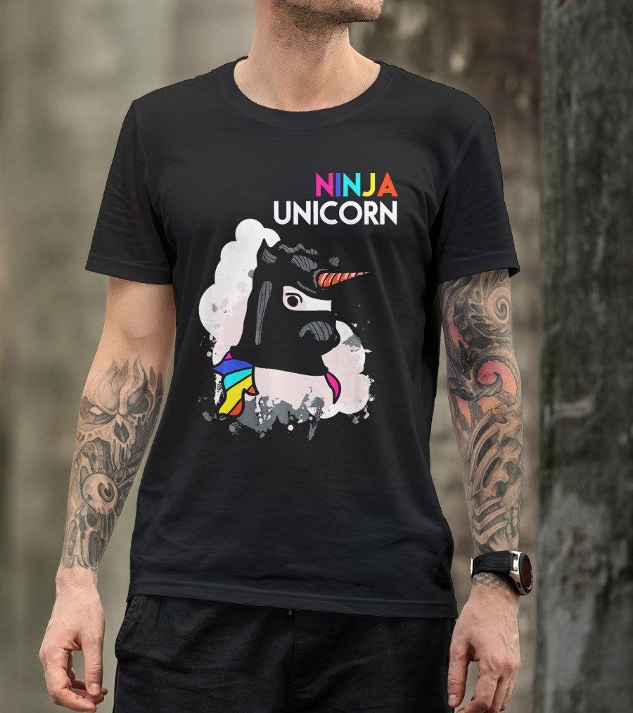 Ninja Unicorn Funny Cool Martial Arts Rainbow Scarf T-Shirt