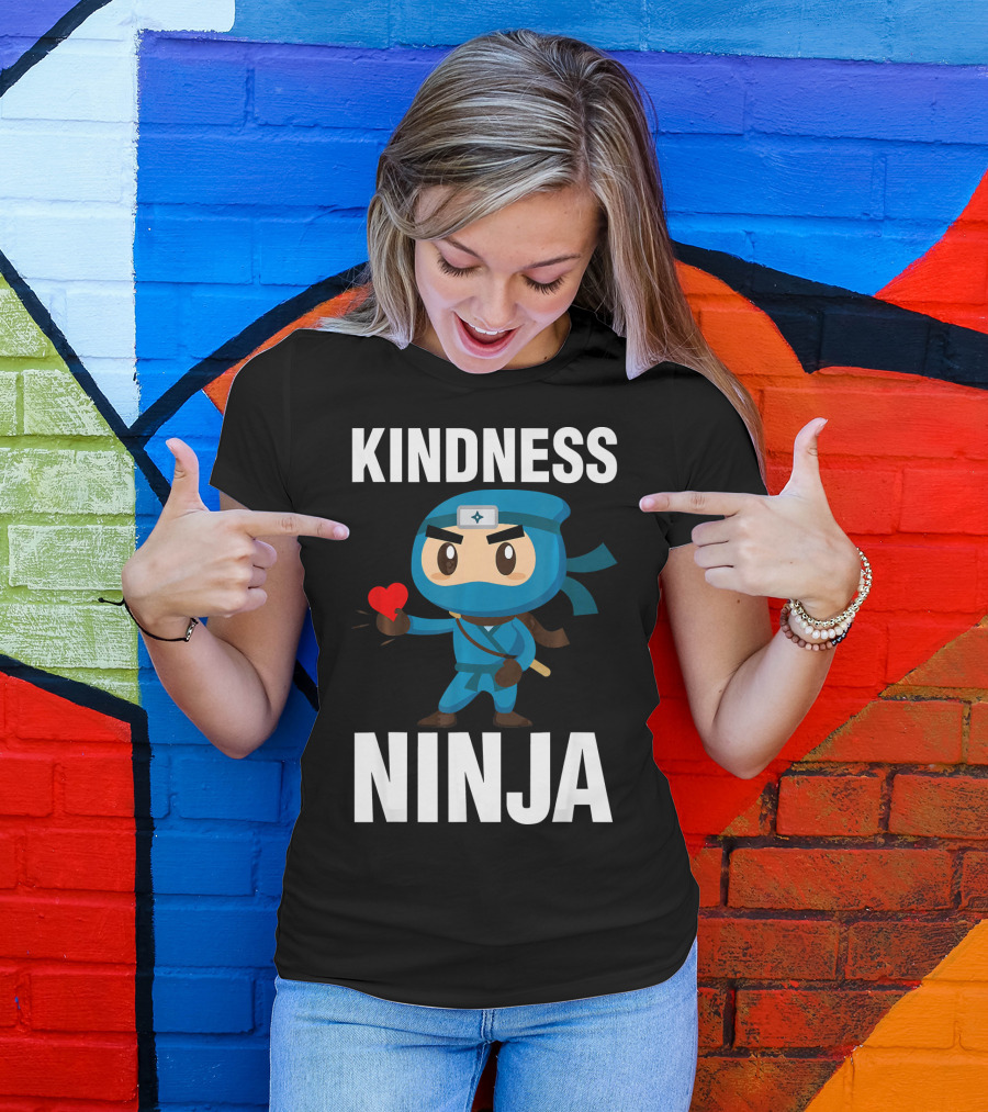 Kindness Ninja Anti Bullying Kids School Hero With Heart T-Shirt