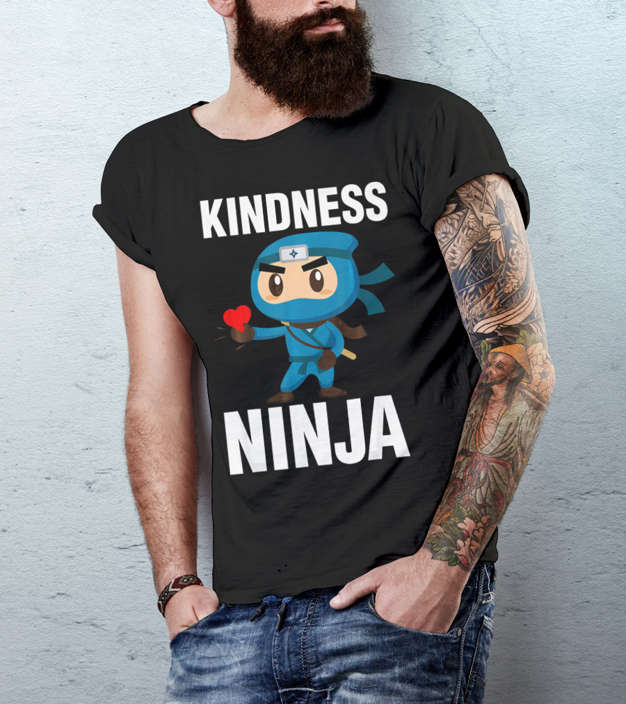Kindness Ninja Anti Bullying Kids School Hero With Heart T-Shirt