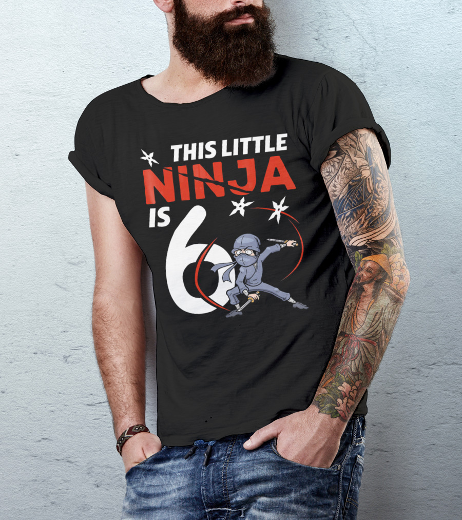 This Little Ninja Is 6 Years Old With Shuriken Warrior And Mask T-Shirt