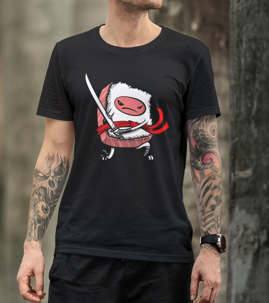 Sushi Samurai Ninja Funny Martial Arts Warrior With Sword T-Shirt