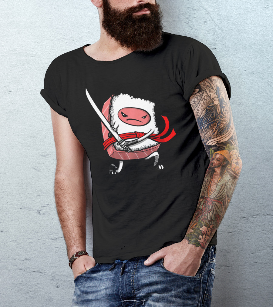 Sushi Samurai Ninja Funny Martial Arts Warrior With Sword T-Shirt