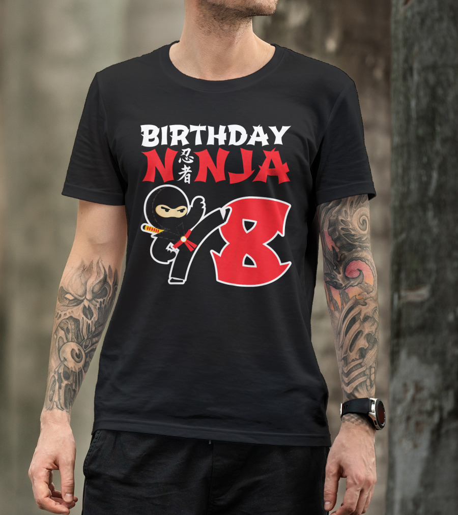 Birthday Ninja 8 Year Old Ninja Kanji T-Shirt