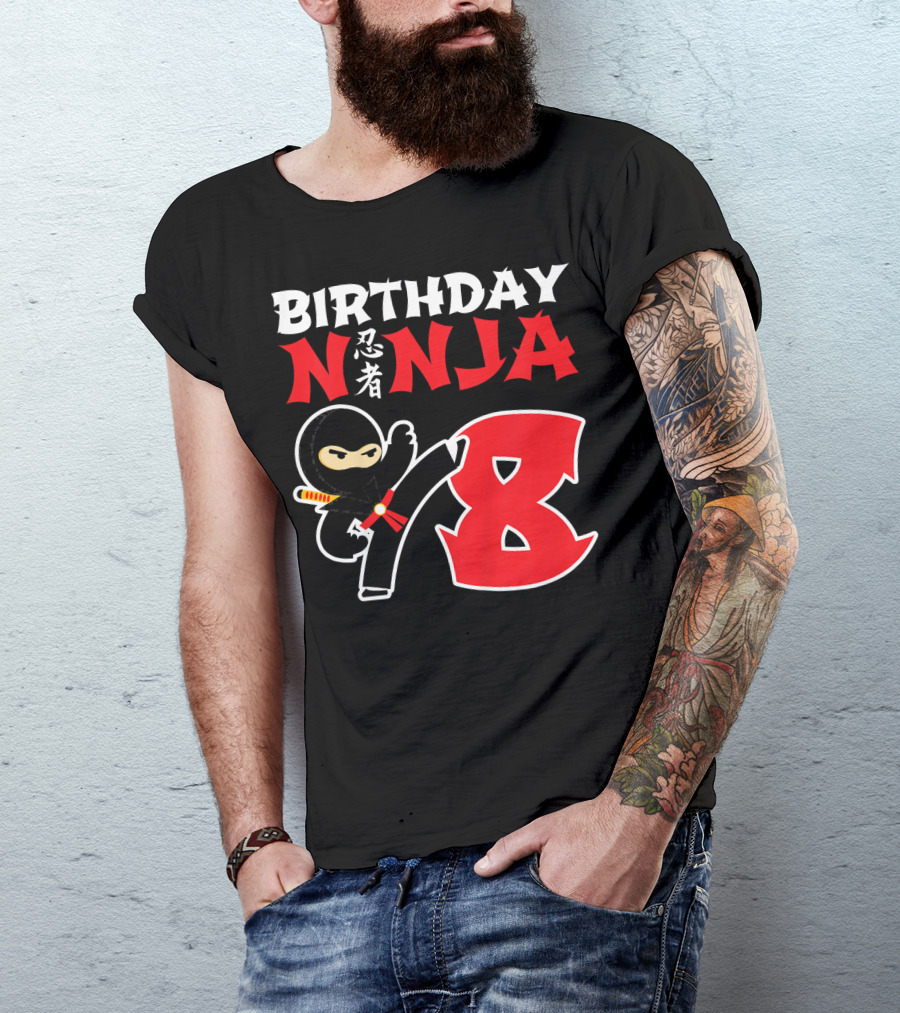 Birthday Ninja 8 Year Old Ninja Kanji T-Shirt