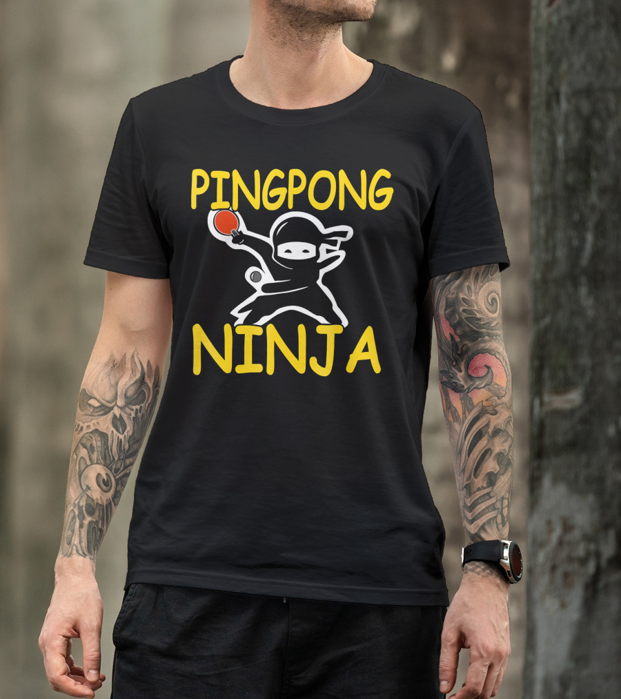 PINGPONG NINJA Action Pose With Table Tennis Paddle T-Shirt