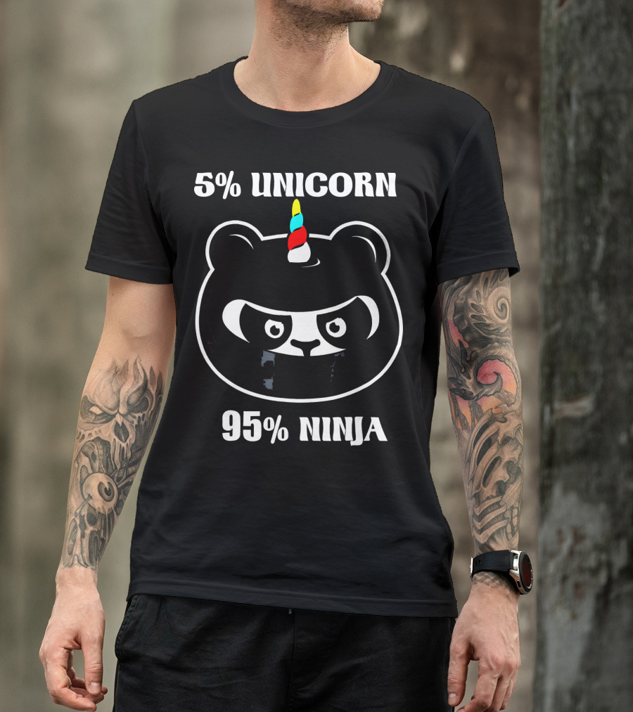 5% UNICORN 95% NINJA Panda Unicorn Hybrid Cartoon T-Shirt