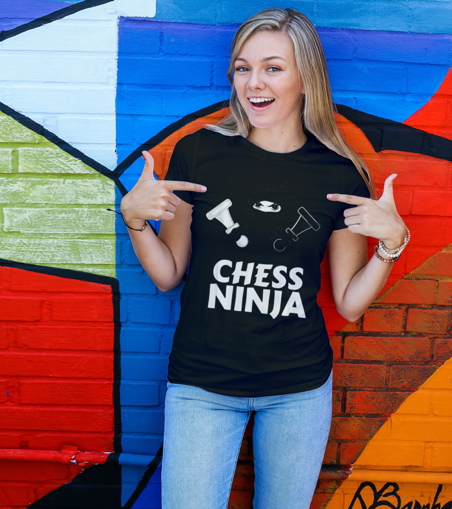 Chess Ninja Fun Warrior With Chess Pieces T-Shirt