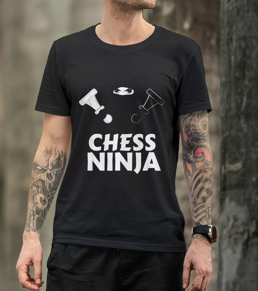 Chess Ninja Fun Warrior With Chess Pieces T-Shirt