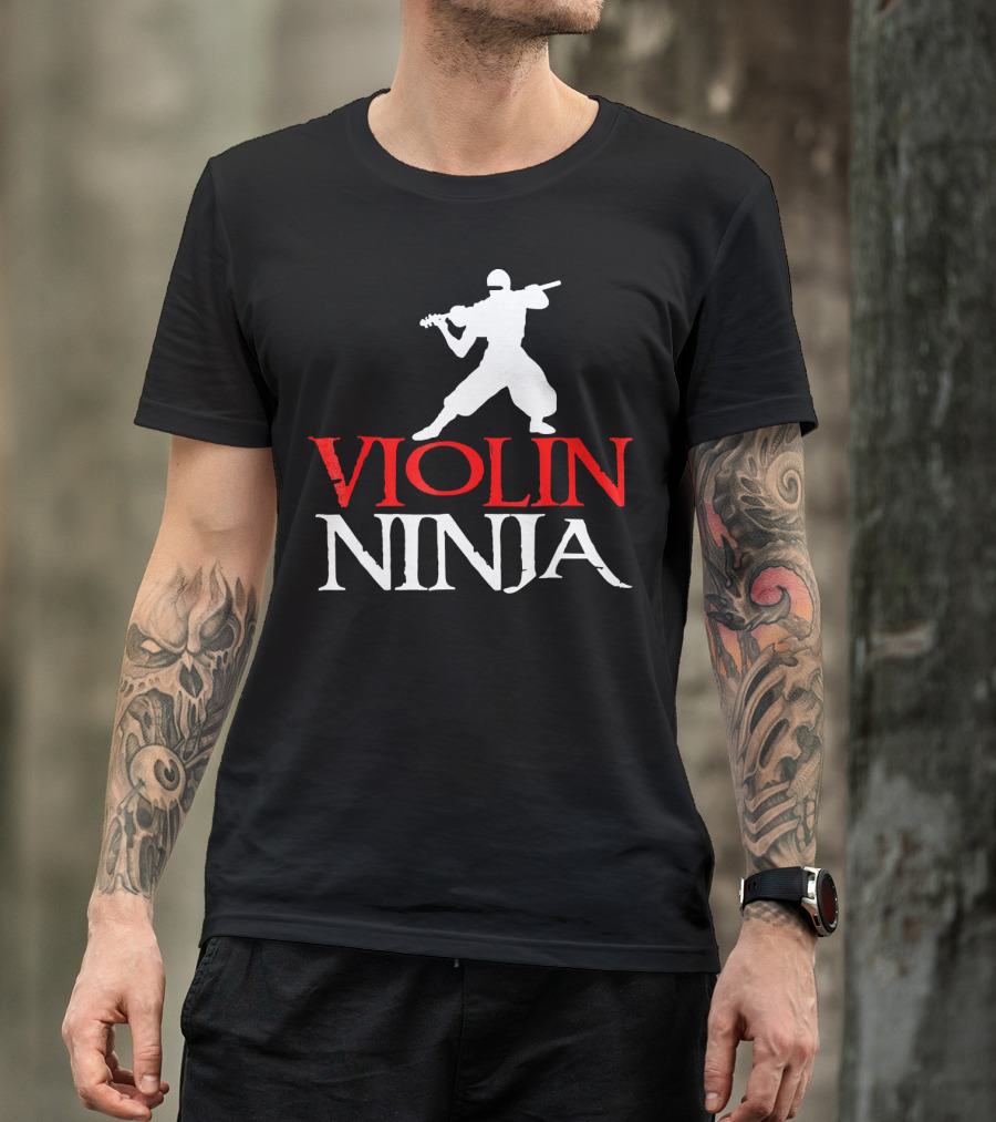 Violin Ninja Violinist Fiddle Martial Arts Fusion T-Shirt