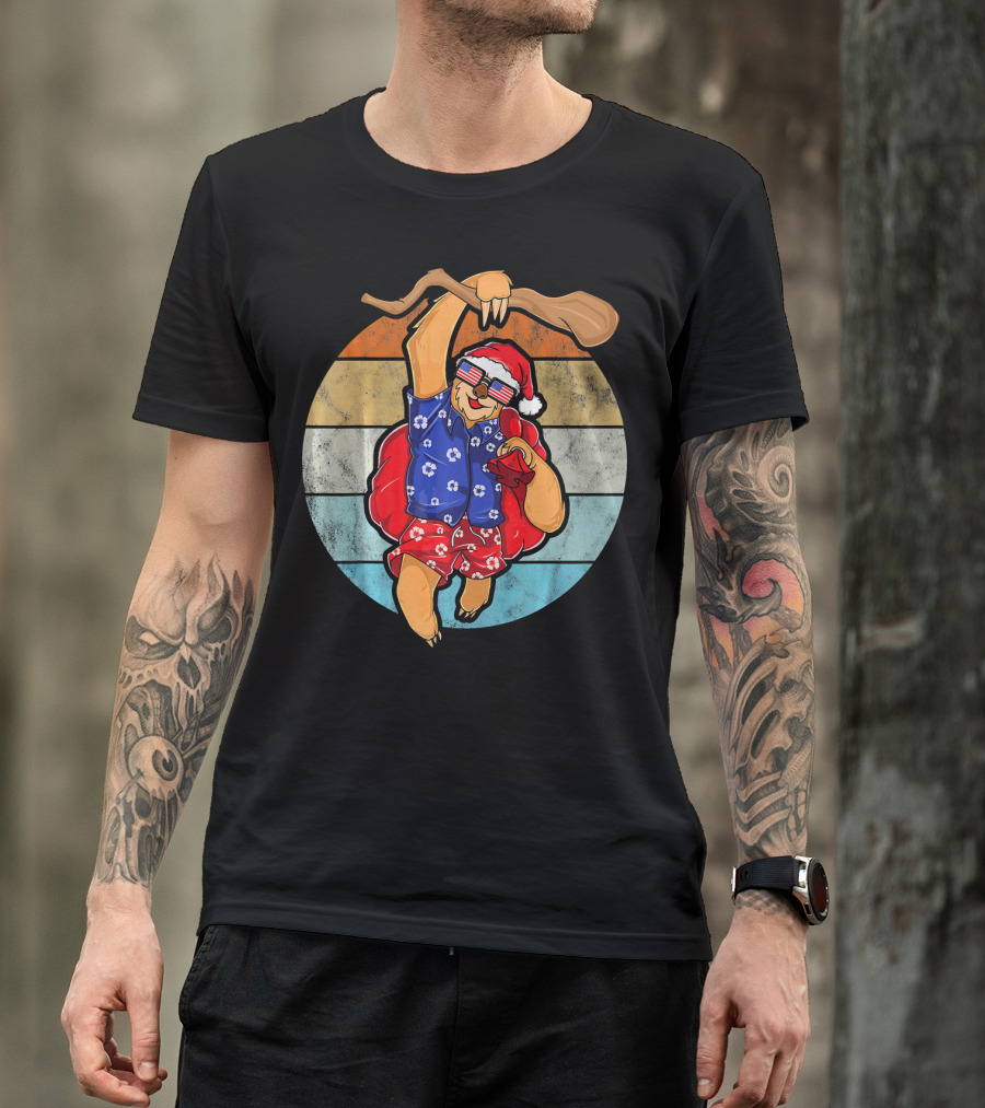 Vintage Clothing Unique Sloth Retro Santa Vacation T-Shirt