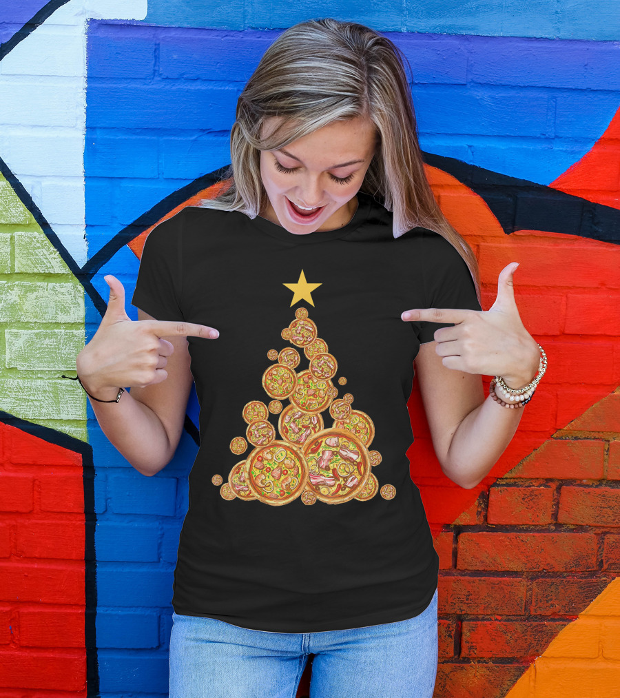 Pizza Christmas Tree Festive Pizza Lover Holiday T-Shirt