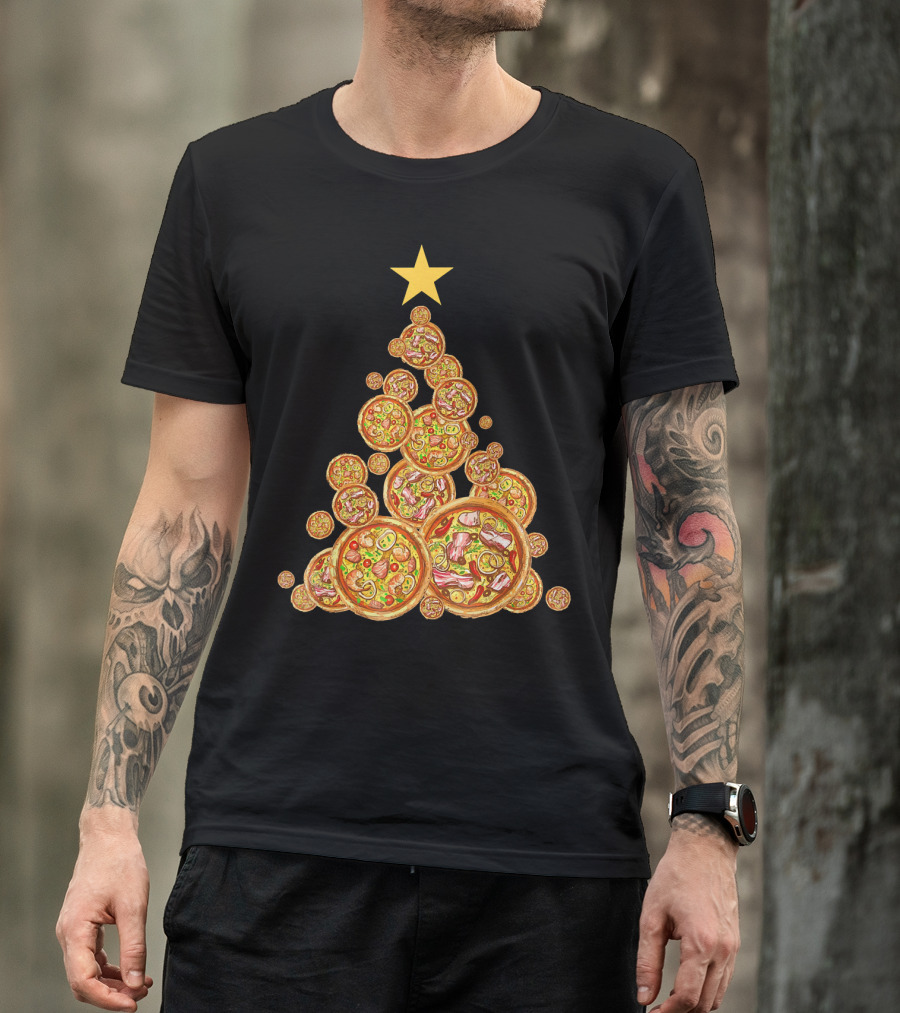 Pizza Christmas Tree Festive Pizza Lover Holiday T-Shirt